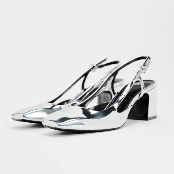 Metallic Slingback Block Heels - Picture 1 of 4
